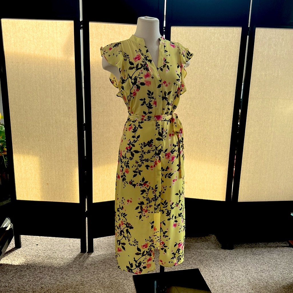 Maison Jules Yellow Midi Floral Dress: Medium: Worn Once